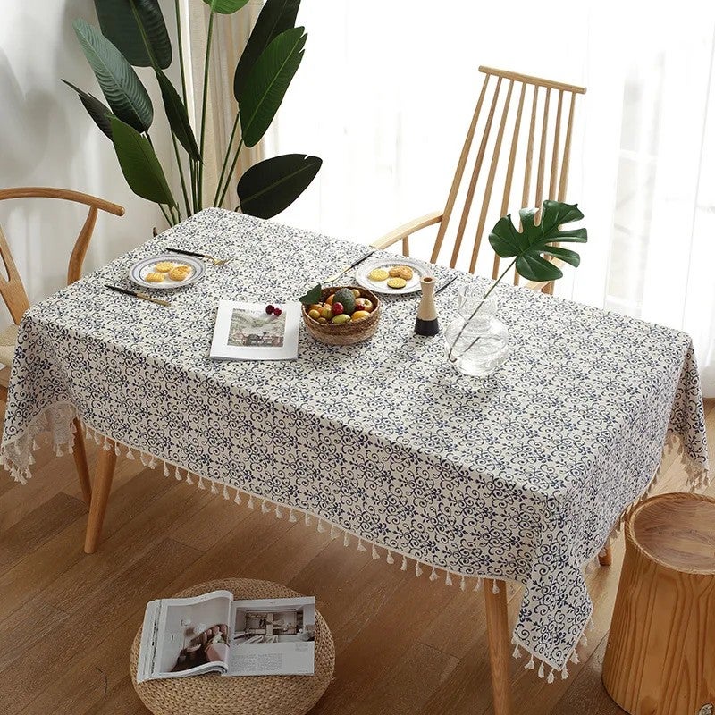 Bluejw Small Fresh Embroidered Linen Tablecloths for Home Use for Wedding Hotel Party Restaurant Events - Image 1